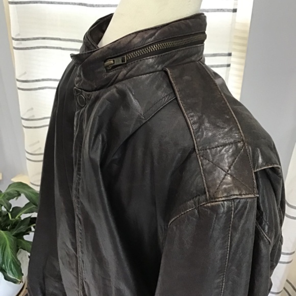 U2 Wear Me Out Mens Size 42 Vintage Brown Bomber Jacket 100% Genuine Leather 90s - Picture 6 of 16